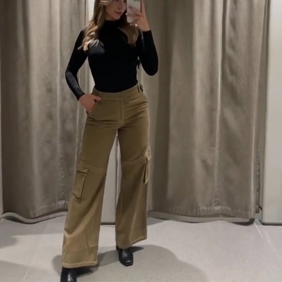 NWT Zara Full Length Cargo Khaki Pants Bloggers fav. - Picture 5 of 7